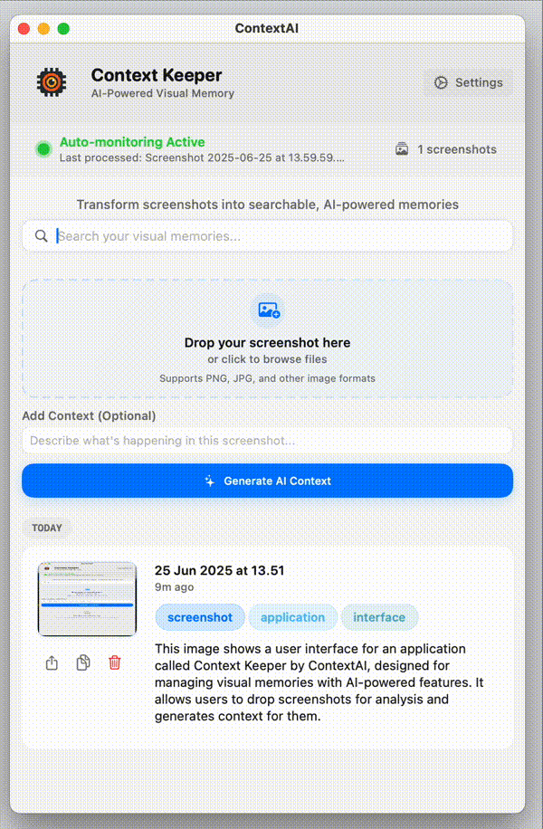 ContextAI UI screenshot